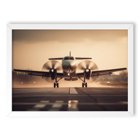 Quadro bimotor turboélice decolando