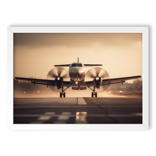 Quadro bimotor turboélice decolando