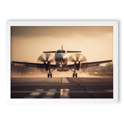 Quadro bimotor turboélice decolando