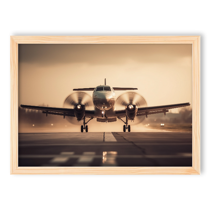 Quadro bimotor turboélice decolando