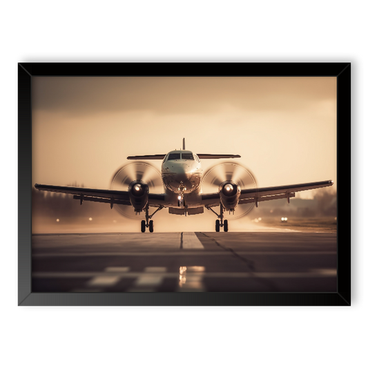 Quadro bimotor turboélice decolando