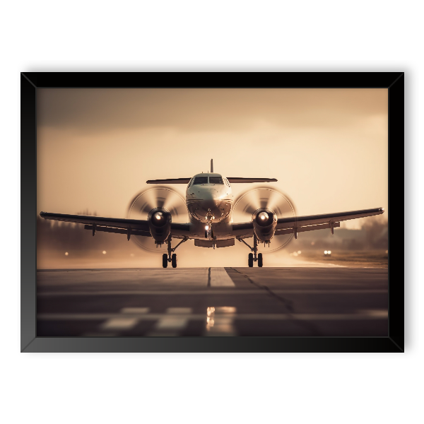 Quadro bimotor turboélice decolando