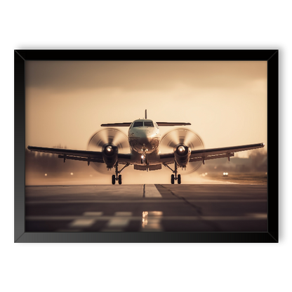 Quadro bimotor turboélice decolando