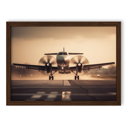 Quadro bimotor turboélice decolando